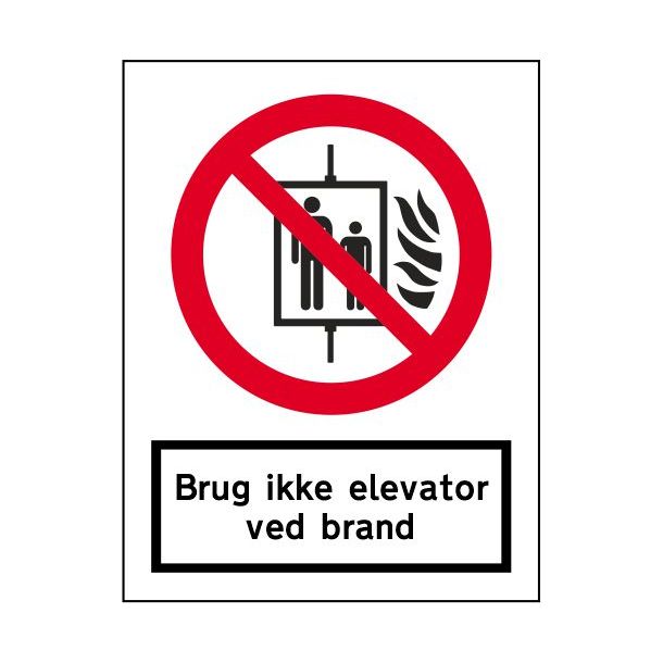 Brug ikke elevator ved brand